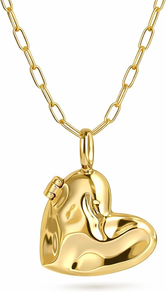 Amazon Essentials Large Heart Locket for Women in Yellow or White Hammered Finish with 18" Paperc... | Amazon (US)