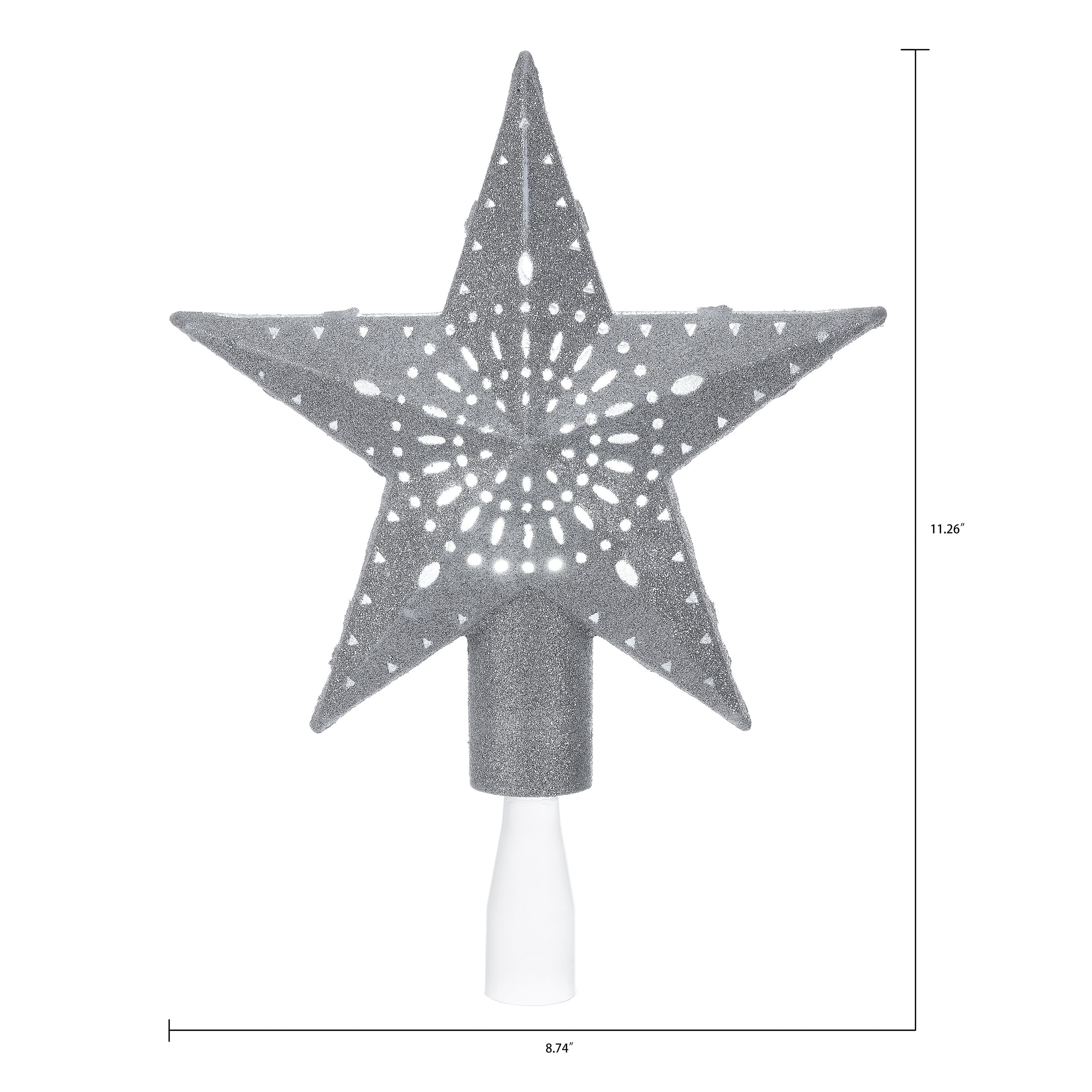 Holiday Time Silver Star Lighted Projection LED Tree Topper, 11.4" - Walmart.com | Walmart (US)