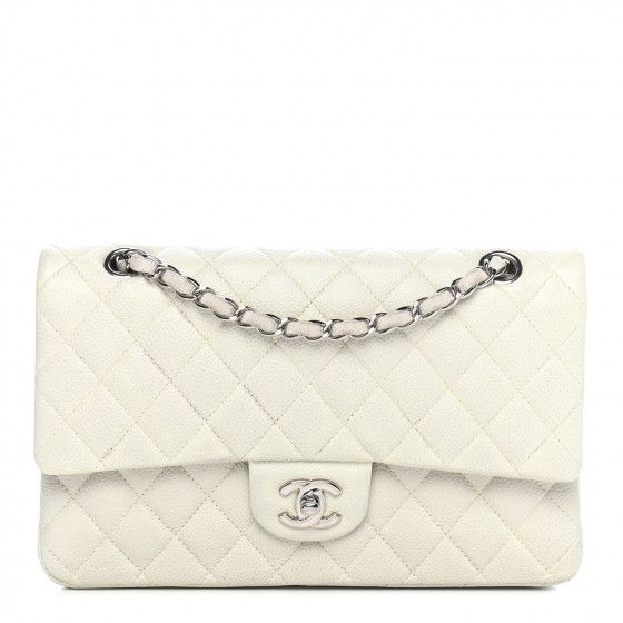 Caviar Quilted Medium Double Flap White | Fashionphile