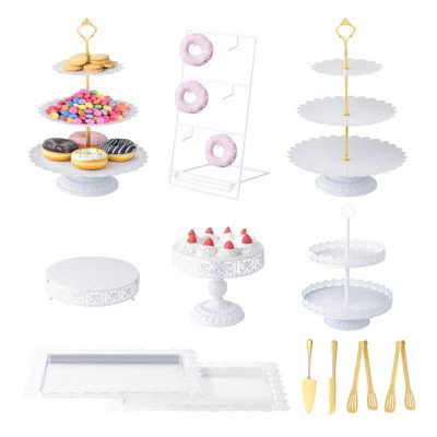 Winado 12-Piece Dessert Table Display Set In White Metal Cake Stand Set With Donut Stand | Target
