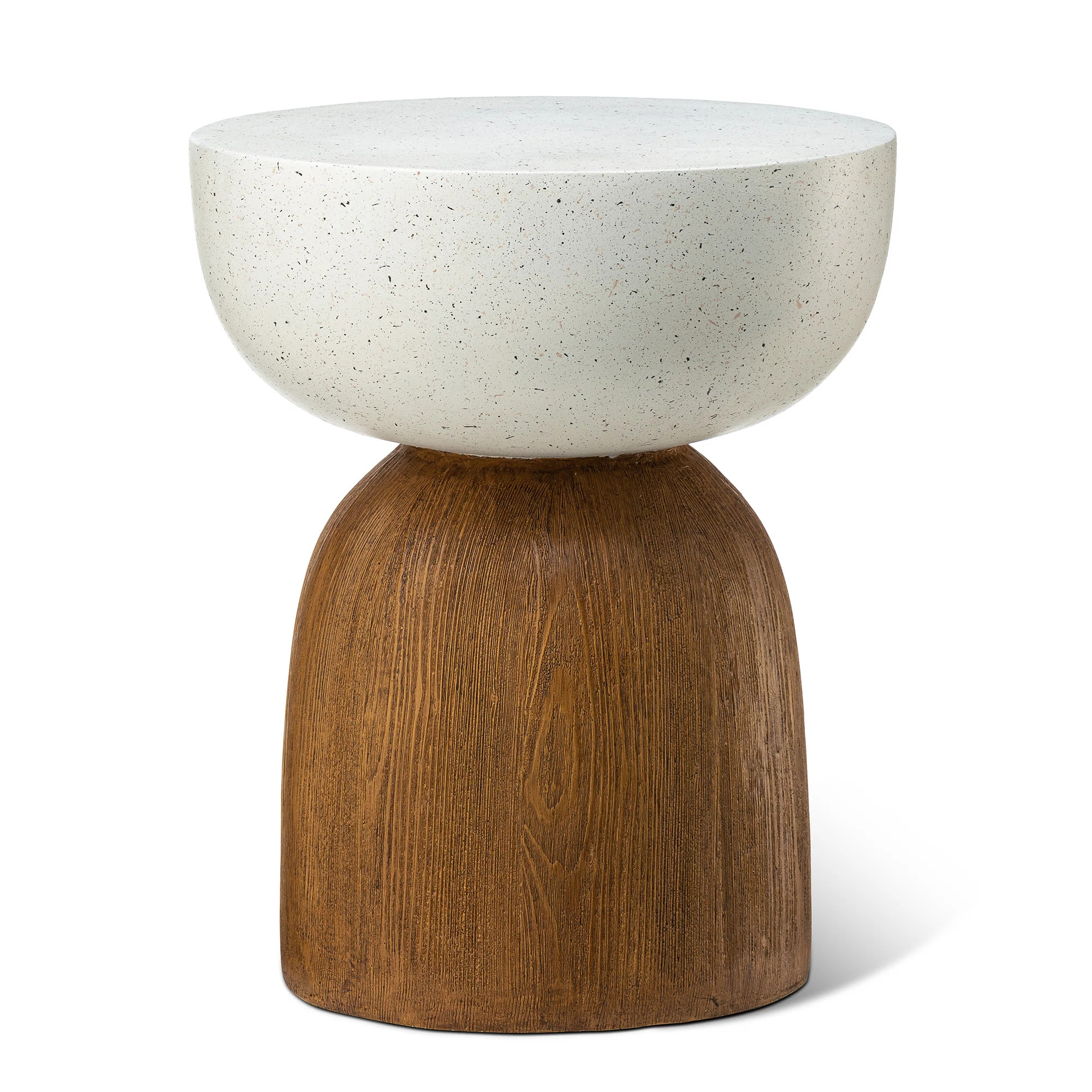 17.75"H Multi-Functional MGO Geometric Faux Terrazzo And Wood Texture Garden Stool Or Planter Sta... | Wayfair North America