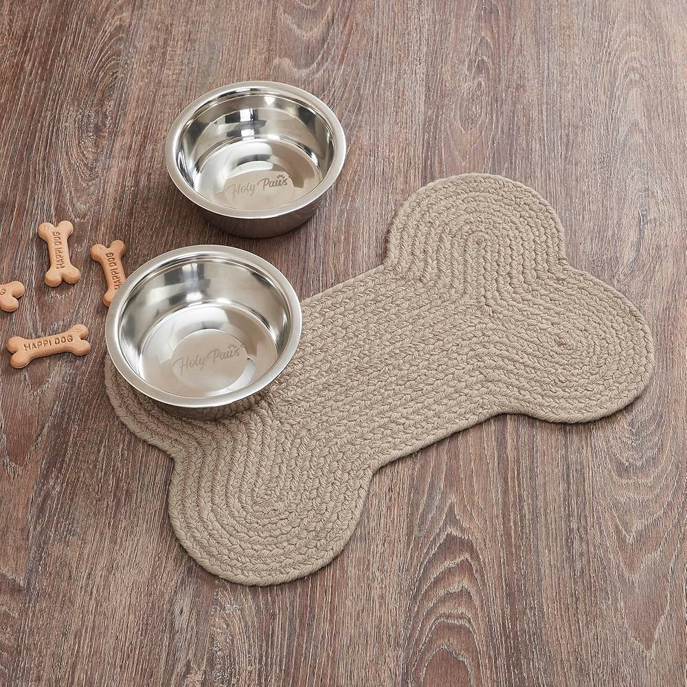 Amazon.com : VHC Brands Indoor/Outdoor Pet Food Mat for Dogs Cats Kitchen Bone Rug (Natural, Smal... | Amazon (US)