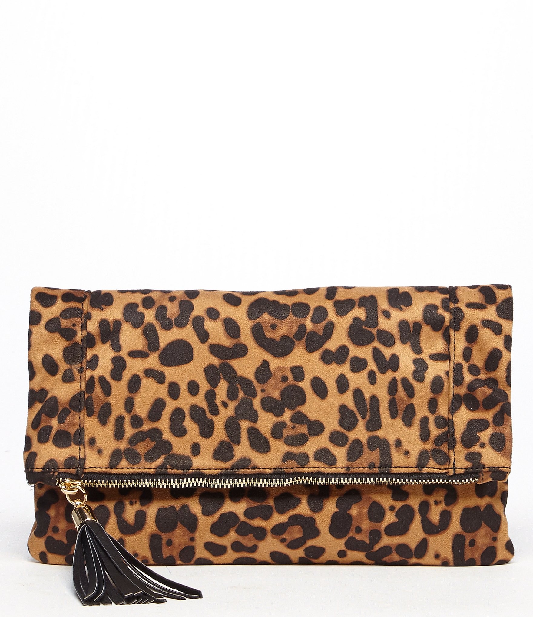 Sole Society Tasia Tasseled Leopard Foldover Clutch | Dillards Inc.