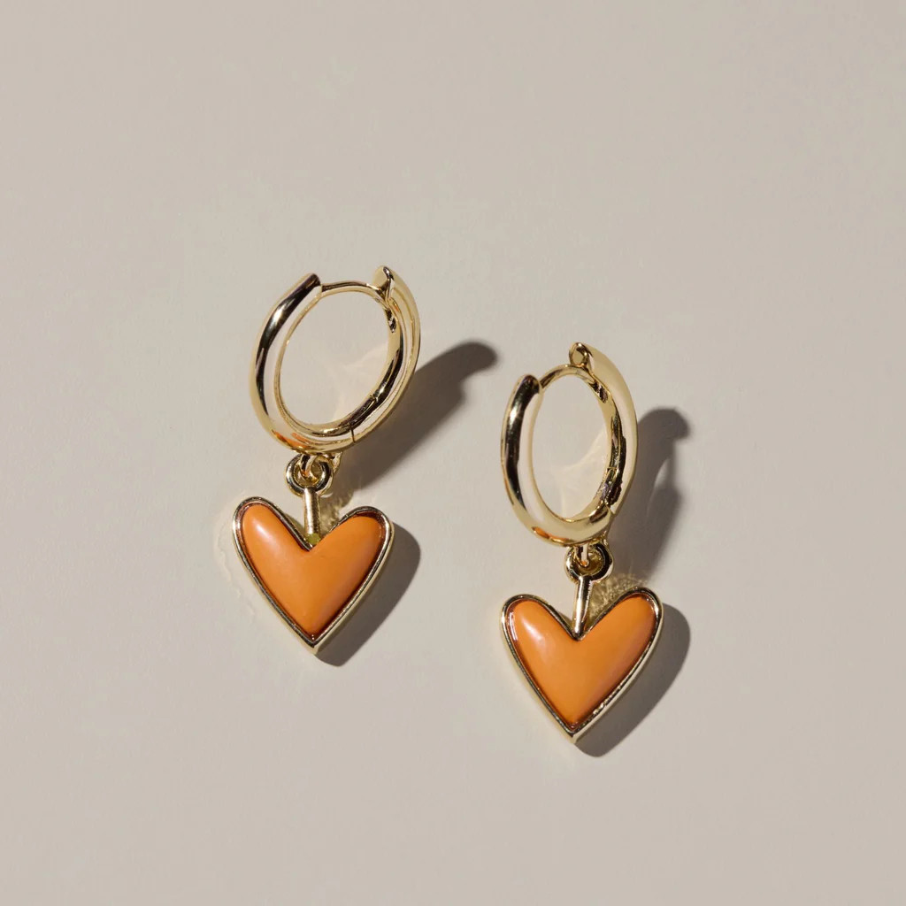 Orange Stone Sweetheart Huggies | Nickel and Suede