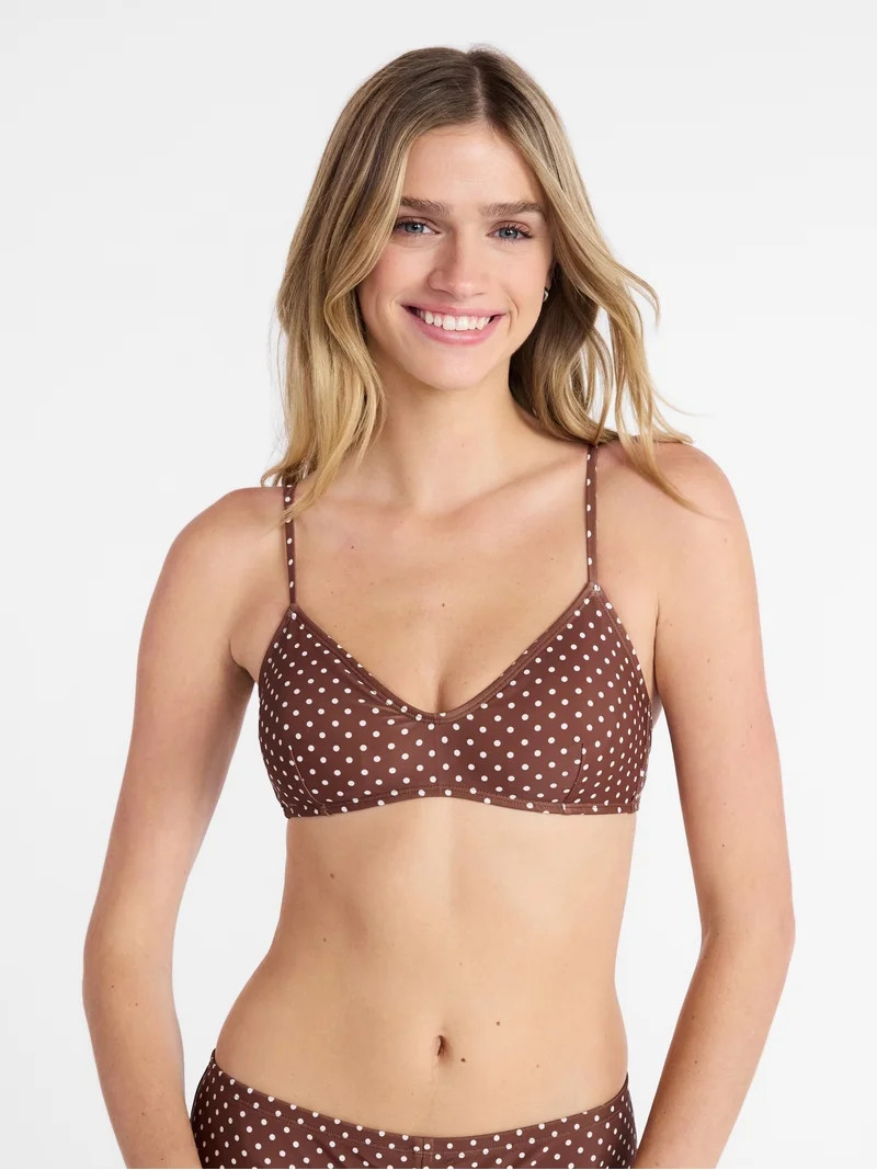 No Boundaries Polka Dot Bralette Swim Top, Women's XXS-XXL | Walmart (US)