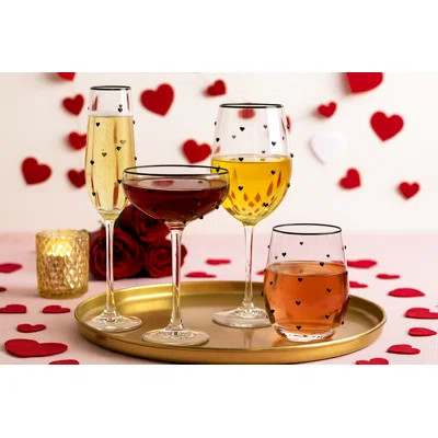 10 Strawberry Street Charming Heart Glassware, Red Wine | Wayfair North America