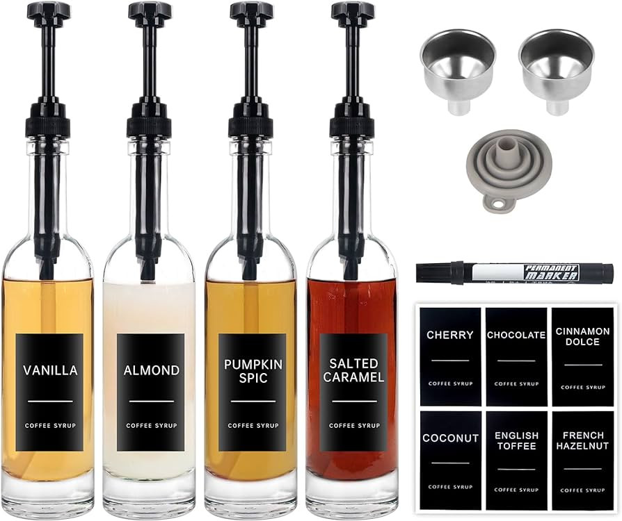 Amazon.com: MSTCMZP Coffee Syrup Dispenser for Coffee Bar Accessories Coffee Pump Dispenser, Glas... | Amazon (US)