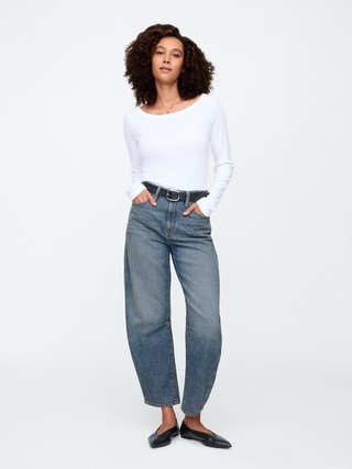 High Rise Barrel Jeans | Gap Factory