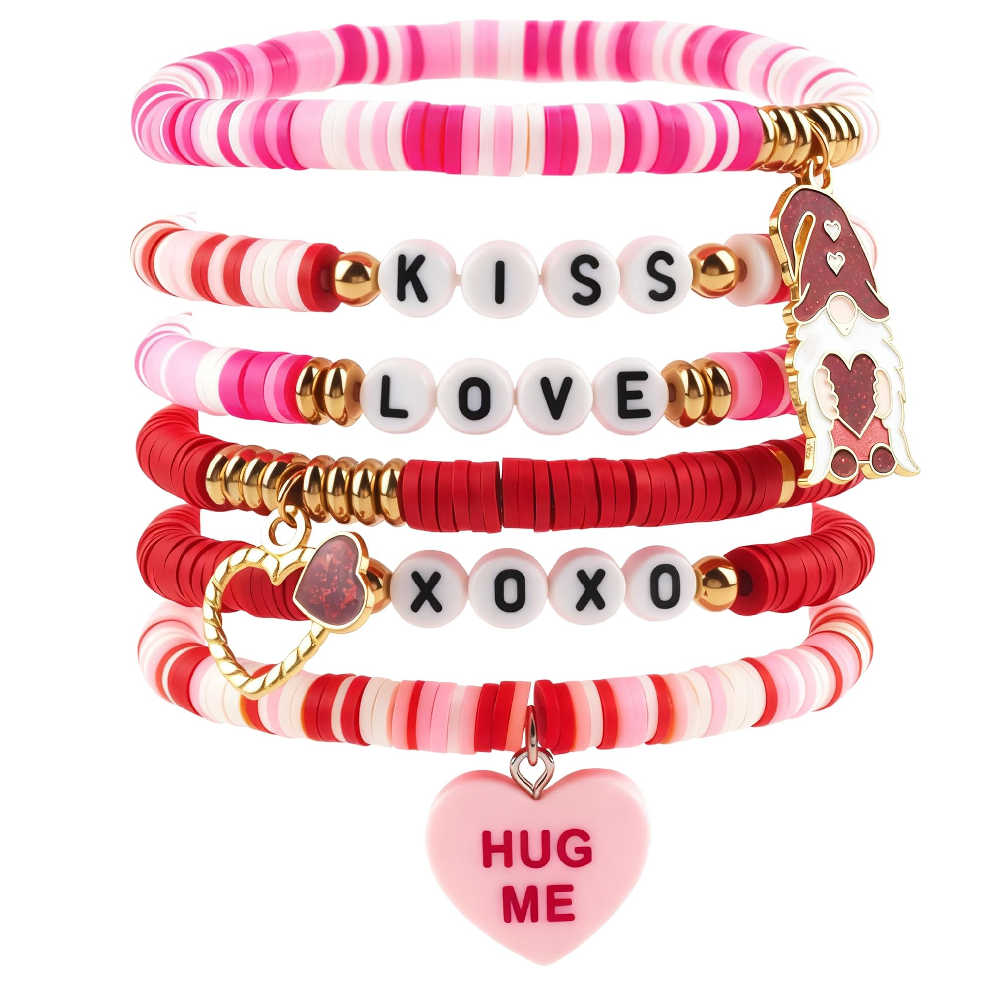 OHOME Valentines Day Outfit Women - 6 Pack Bracelets for Her | Valentines Day Gifts for Her Kids ... | Amazon (US)