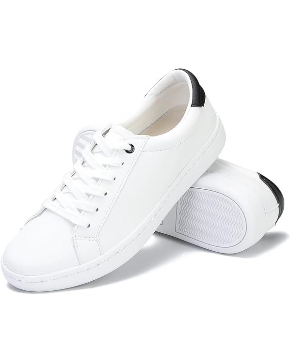 HONGHAIER Non Slip White Shoes for Women Microfiber Leather Fashion Sneakers Comfortable Womens W... | Amazon (US)