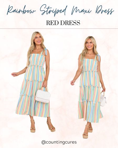 Rainbow striped dress for the summer trips and events!

#maxidress #springoutfit #tiestrapdress #vacationoutfit

#LTKstyletip #LTKSeasonal #LTKU