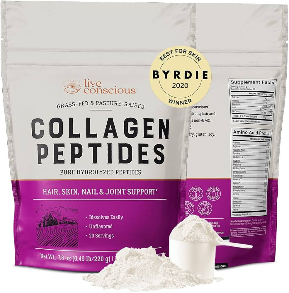 Live Conscious Collagen Powder Hydrolyzed Collagen Peptides Type I & III - Keto & Paleo Friendly ... | Amazon (US)