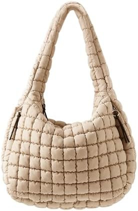 Puffer Quilted Shoulder Bag for Women Padding Shoulder Bag Puffy Hobo Bag Trendy Tote Bag 2025 | Amazon (US)