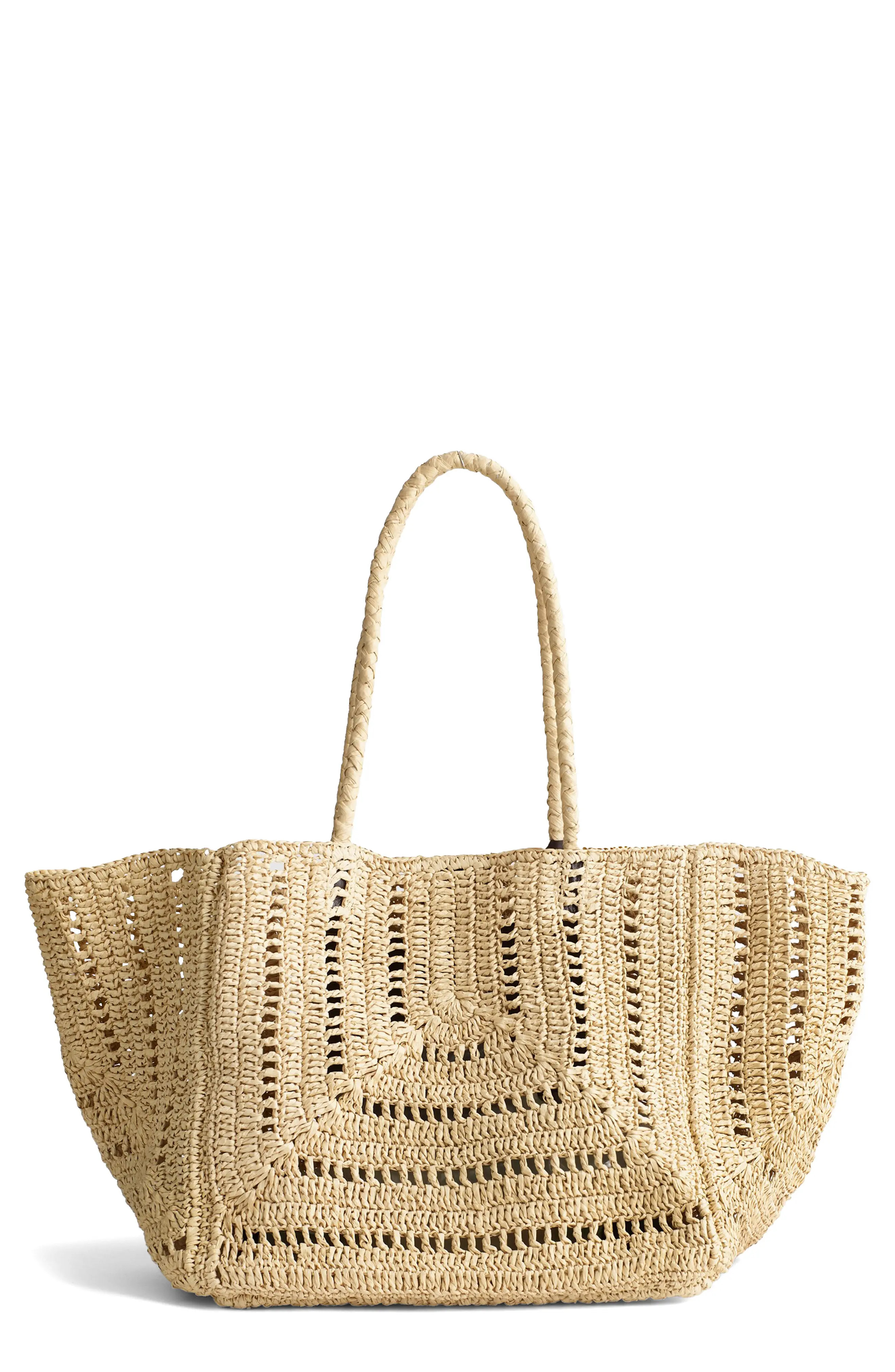 The Eyelet Raffia Shopper Tote (Women) | Nordstrom | Nordstrom