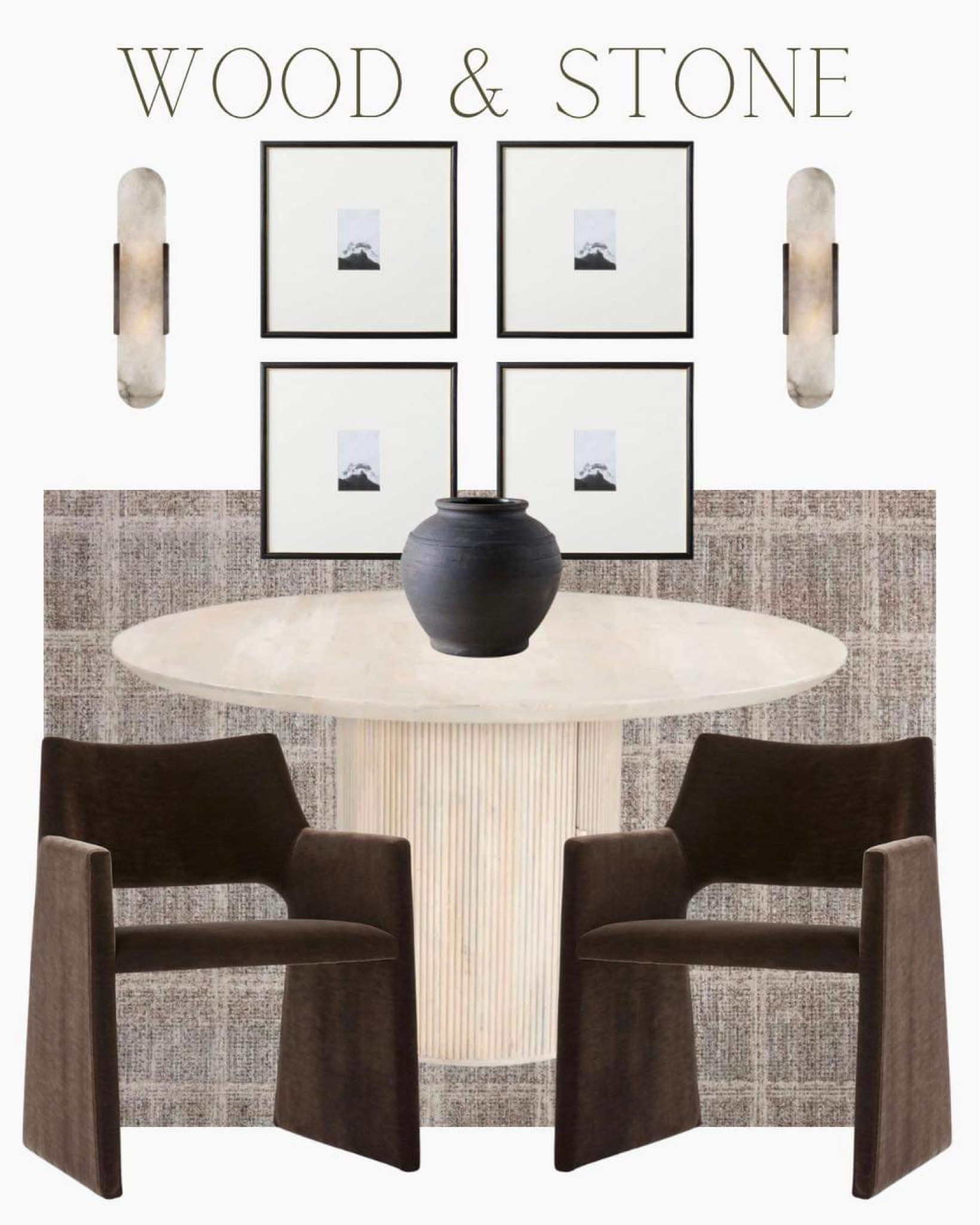 Wood and stone dining room.

#LTKhome #LTKstyletip #LTKsalealert