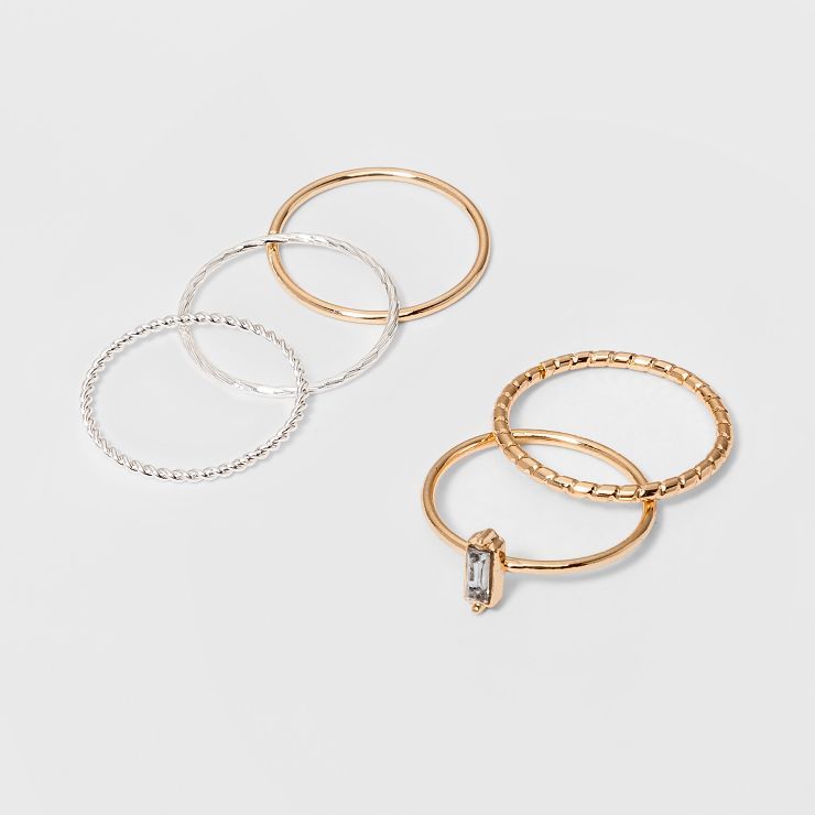Set of Five Rings with Baguette - A New Day&#8482; 7 | Target