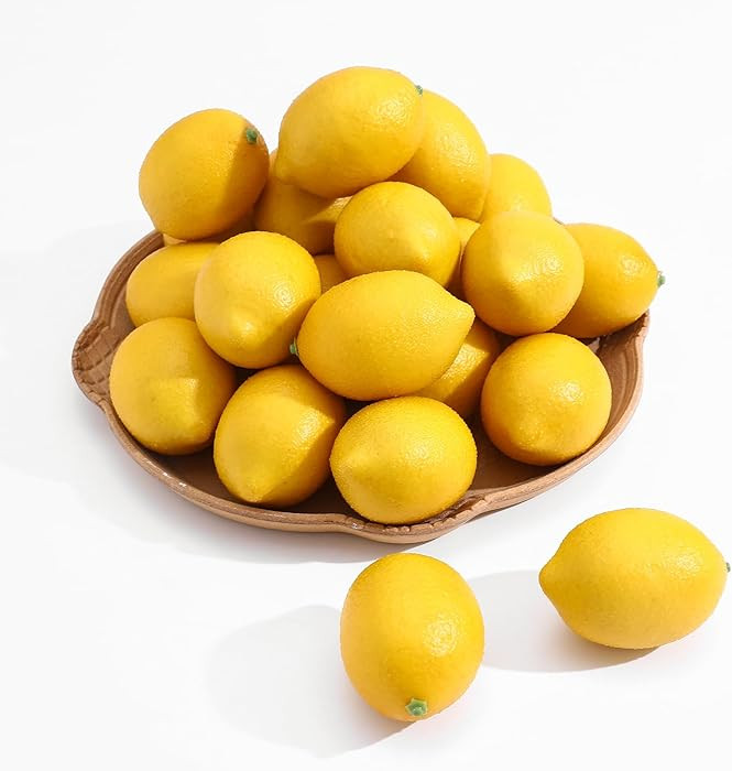 12PCS Artificial Lemons – Lifelike Fake Yellow Lemons for Kitchen Decor, Fruit Bowl, Lemonade P... | Amazon (US)