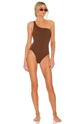 Seafolly Sea Dive One Shoulder One Piece in Tiramisu from Revolve.com | Revolve Clothing (Global)