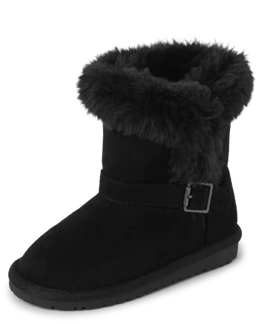 Toddler Girls Buckle Faux Fur Chalet Boots - BLACK | The Children's Place | The Children's Place