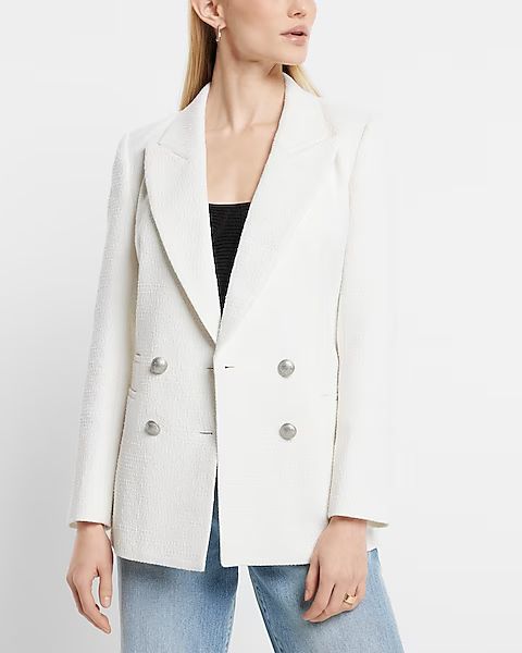 Boucle Double Breasted Novelty Button Blazer | Express
