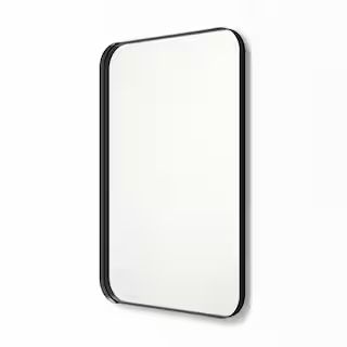 30 in. x 40 in. Metal Framed Rounded Rectangle Bathroom Vanity Mirror in Black | The Home Depot