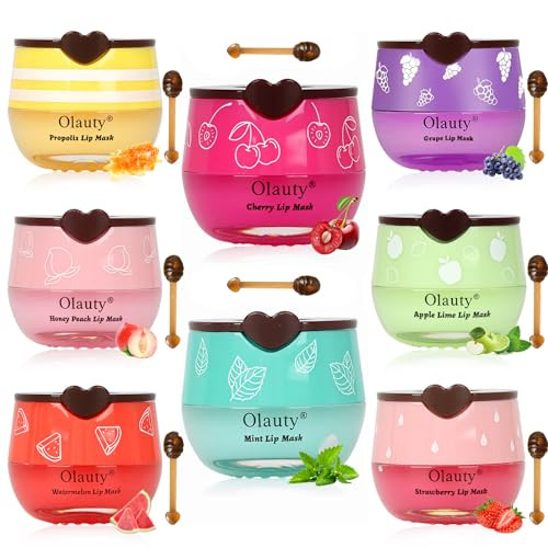 8 PCS Bee Lip Balm Lip Mask Honey Pot, Propolis Lip Mask Overnight Moisturizing Lip Balm with Stick, Sleeping Lip Mask Hydrating Prevention Dry & Cracked, Reduce Lip Lines | Amazon (US)