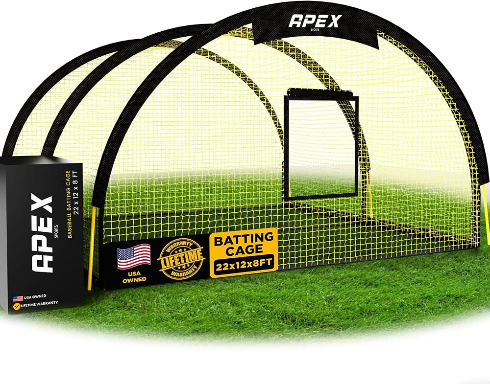 Portable 22ft x 12ft x 8ft Baseball & Softball Batting Cage with Pitching Machine Hole, 3ply 1.25... | Amazon (US)