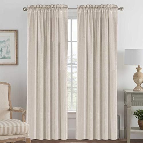Amazon.com: Elegant Natural Linen Blended Energy Efficient Light Filtering Curtains / Rod Pocket ... | Amazon (US)