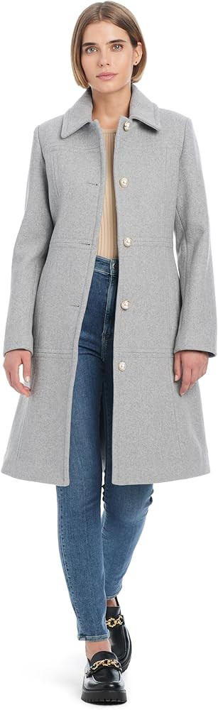 kate spade new york womens Single Breasted Soft Wool Blend Mid-length Walker Coat | Amazon (US)