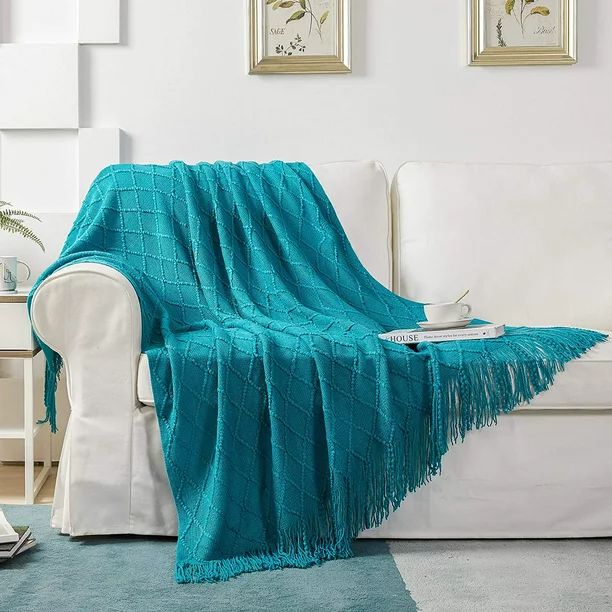 Knitted Throw Blanket, 50 x 60 Inch, Warm & Cozy Decorative Throw Blankets with Tassels, Fancy Th... | Walmart (US)