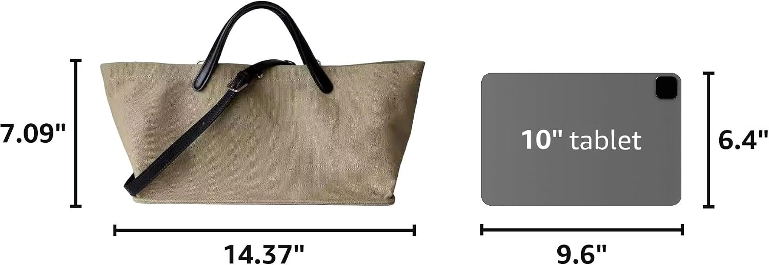 Big Bags - Women's Splicing Leather Handle Canvas Handbag Fashion Young Casual Tote Bag | Amazon (US)