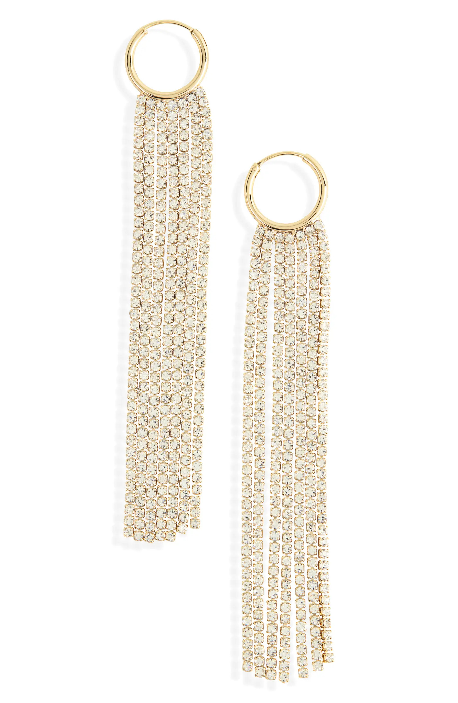 Rhinestone Fringe Duster Hoop Earrings | Nordstrom