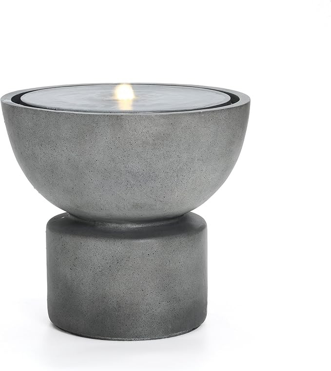 LuxenHome 20 Inch Water Fountain Outdoor, Modern Resin Bubble Water Fountain Indoor with LED Ligh... | Amazon (US)