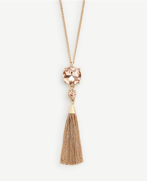 Crystal Chain Tassel Necklace | Ann Taylor (US)