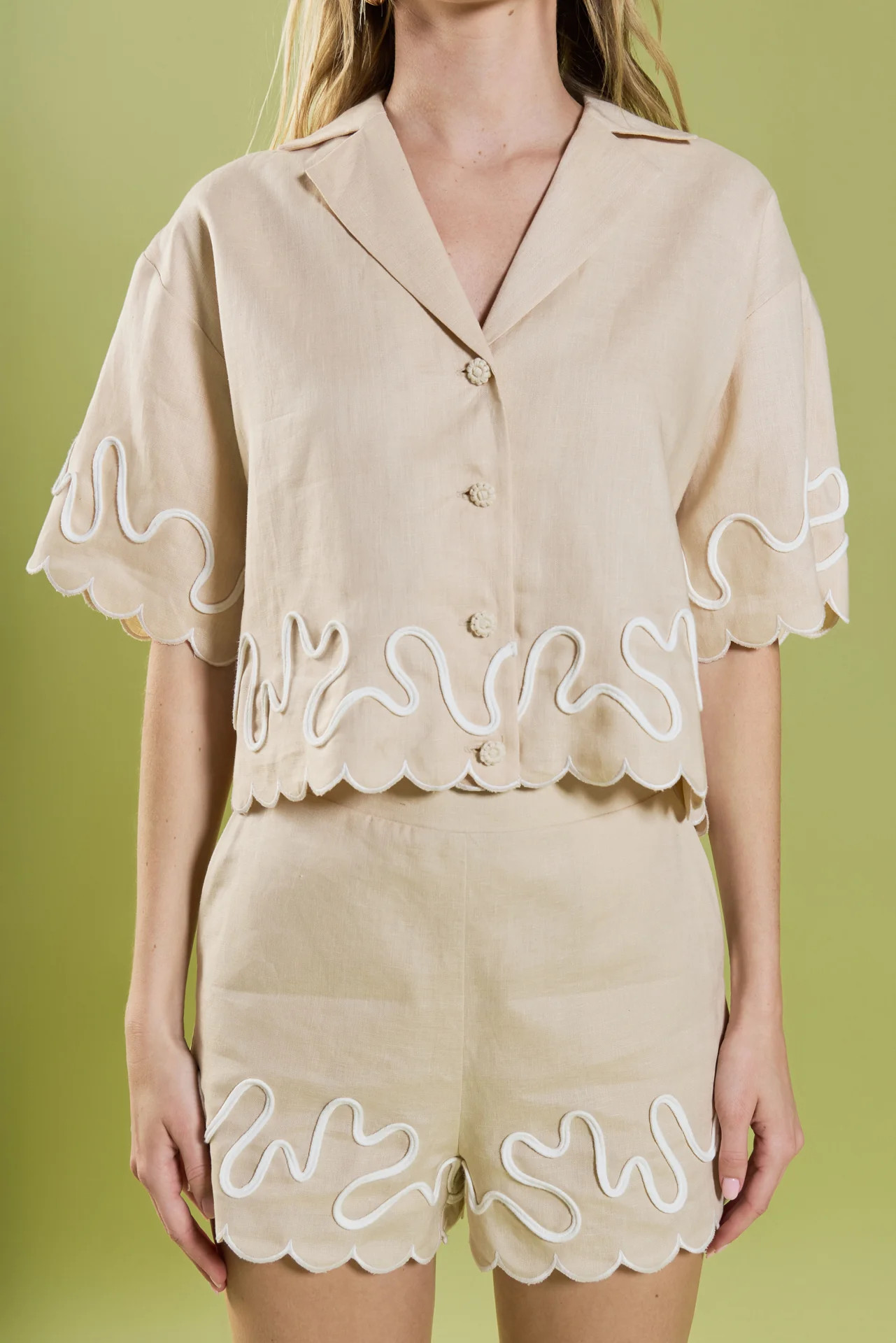 Wavy Embroidered Crop Shirt | English Factory