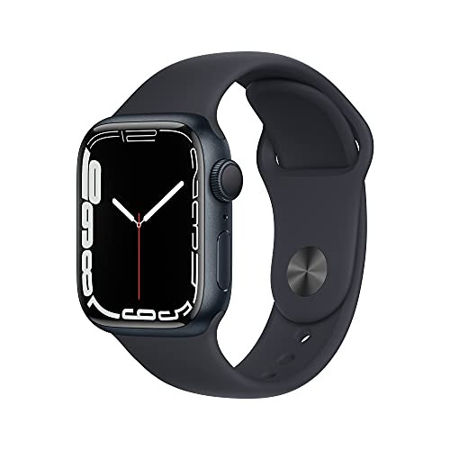 Apple Watch Series 7 [GPS 41mm] Smart Watch w/Midnight Aluminum Case with Midnight Sport Band. Fitness Tracker, Blood Oxygen & ECG Apps, Always-On Retina Display, Water Resistant | Amazon (US)
