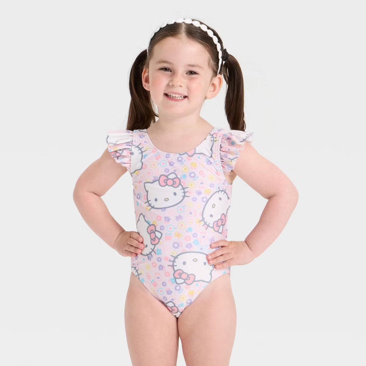 Toddler Girls' Hello Kitty Floral Ruffle One Piece Swimsuit - Pink | Target