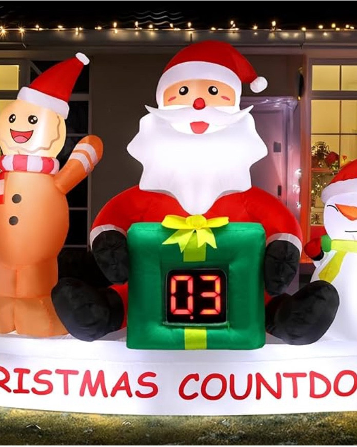 Brand Alupssuc
Theme Christmas
Cartoon Character Snowman Santa
Color Green & Red & Orange
Occasion Christmas
Material Polyester
【Perfect Size & Accessories】8 Feet wide chriatmas inflatable countdown with led lights. Including a countdown, a blower, 6 stakes, 2 ropes, 3m long power cord, instruction manual and a storage box. Perfect for decorating christmas, party, yard, balcony, garden, pergola, indoor and outdooor places.
【Countdown】Remove the plastic insulating piece before using the Christmas countdown clock please. It's operation is very easy. you deserve it. Besides, the countdown time can be set within 99 days, which can meet your different needs.
【Premium Fan for inflating Quickly】It can fully inflate in one minute as long as plug in. (Please check whether the fan is blocked if inflation is slow.)
【Superior Airtight and Water-proof Material】The christmas inflatable outdoor decoration is made of durable Polyester, airtight excellently for full inflation and not easy to be pierced by sharp and hard things.
【Best Wishes】The power cord and rope are long enough, so you can put the item anywhere you want, without any restrictions and any worries. The christmas inflatable will be a perfect and safe gift for your children or friends.

#LTKGiftGuide #LTKHoliday #LTKCyberWeek