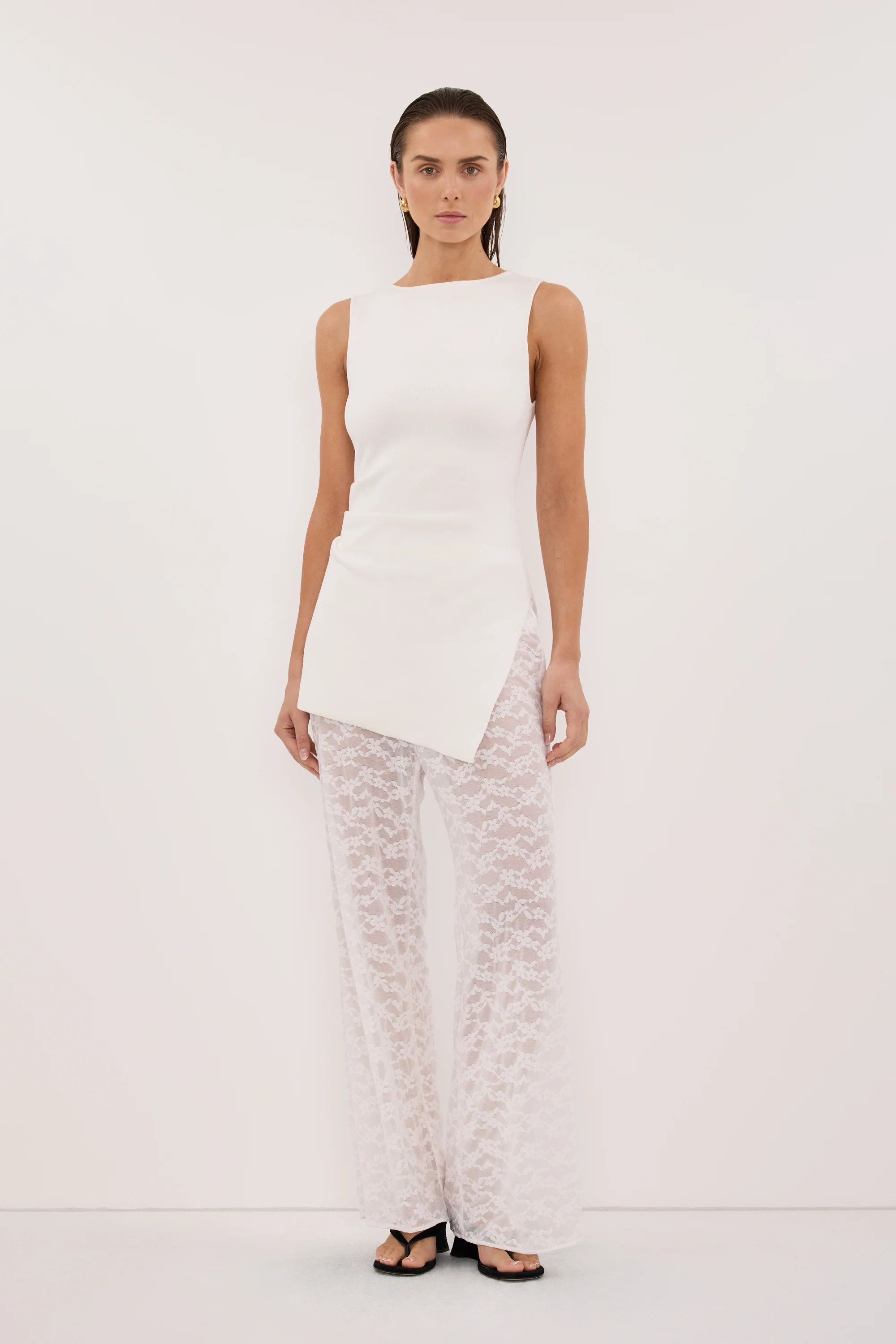 BELLE WHITE LACE PANT | DISSH
