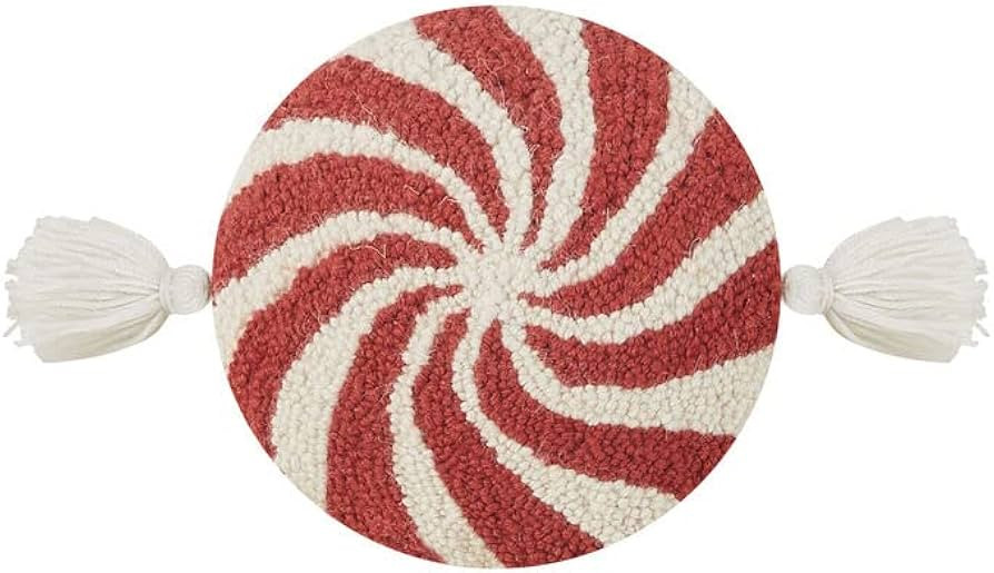 Peking Handicraft Nom with Tassels Hook Pillow, 9-inch Diameter, Round, Wool, Cotton Velvet, Chri... | Amazon (US)