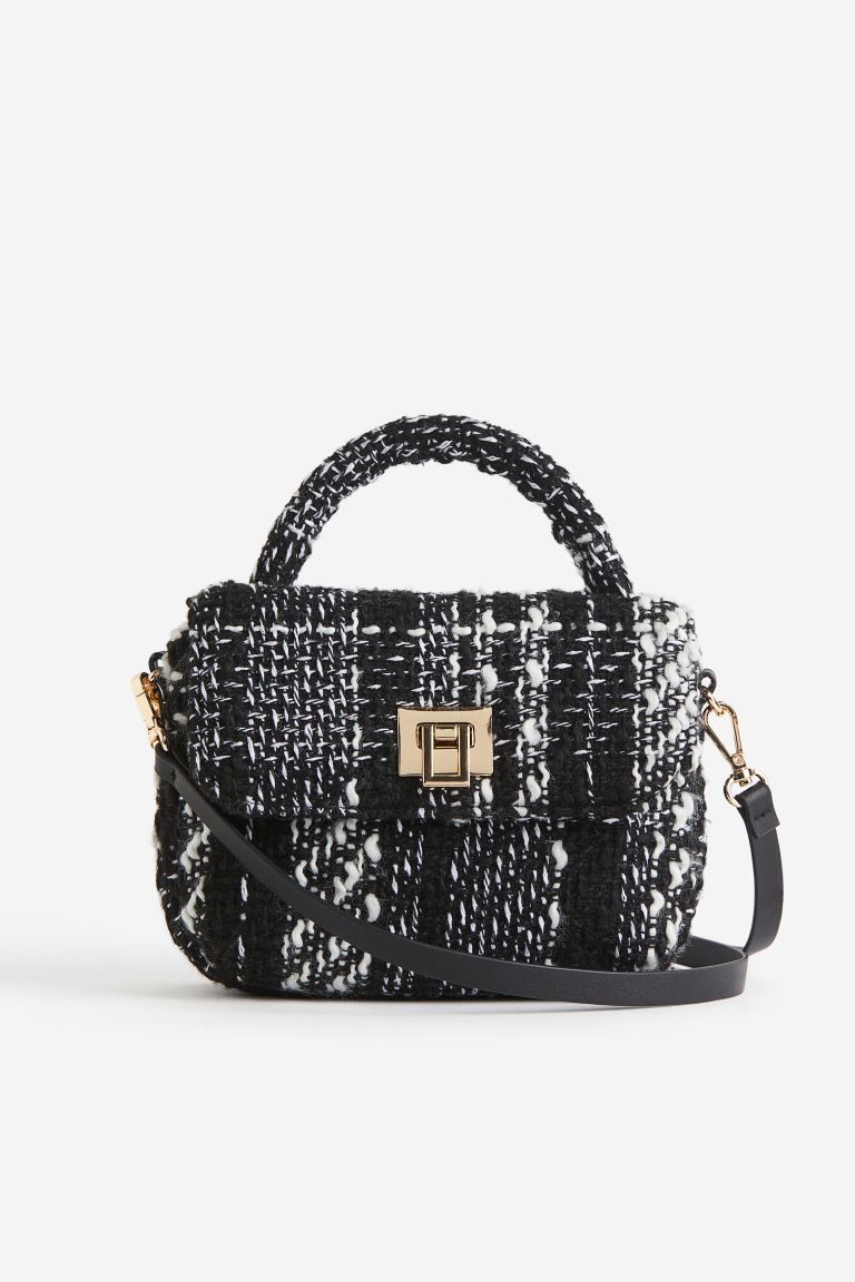 Textured-weave Crossbody Bag - Black/white - Ladies | H&M US | H&M (US + CA)