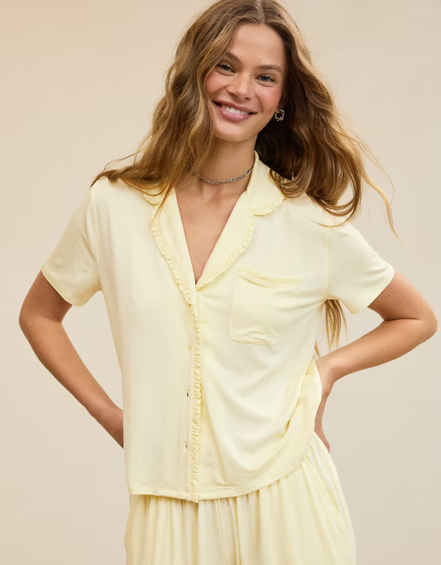 Aerie Real Soft® Ruffle Pajama Shirt | Aerie