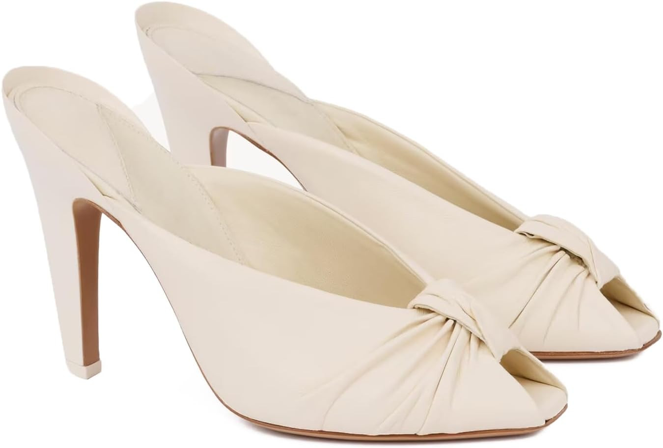 Knotted High Heel Mules for Women Peep Toe Sandals Slip on Cute Shoes | Amazon (US)