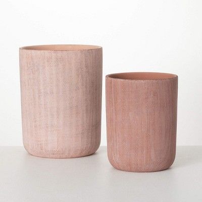 Sullivans 12.75" & 10.25" Ribbed Planter Set of 2, Pottery | Target