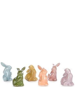 Southern Living Assorted Opalescent Colorful Bunny Accent Stoneware Figurines, Set of 6 | Dillard... | Dillard's