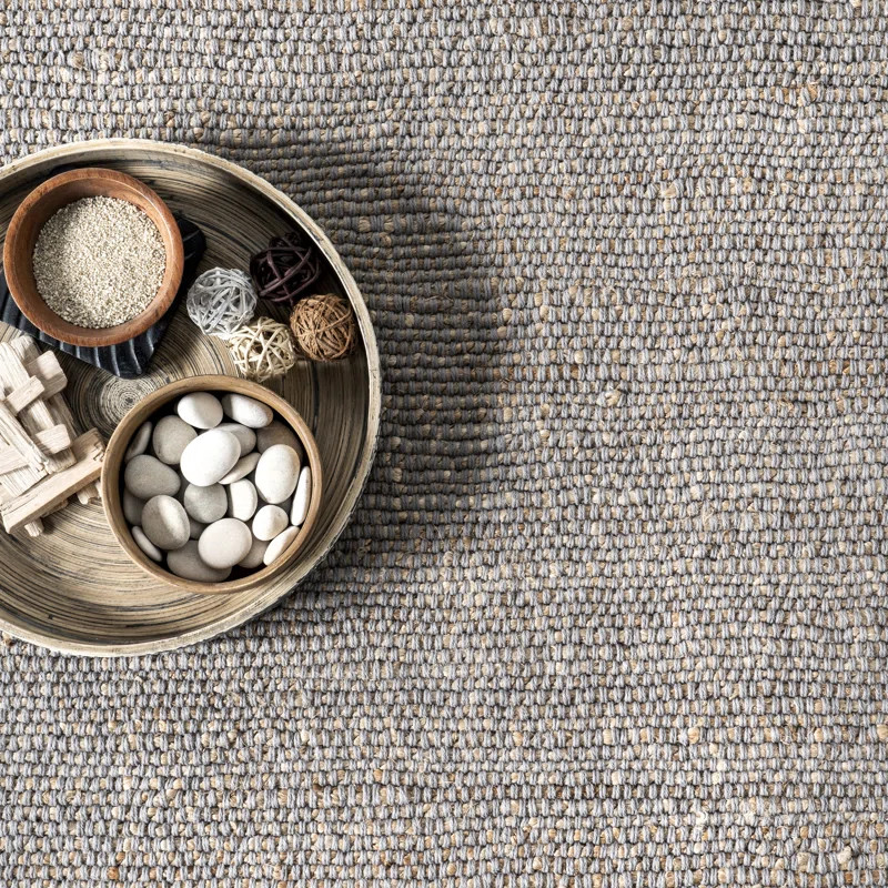 Elfriede Jute Area Rug for Dining Room Living Room Kitchen, Gray/Ivory | Wayfair North America