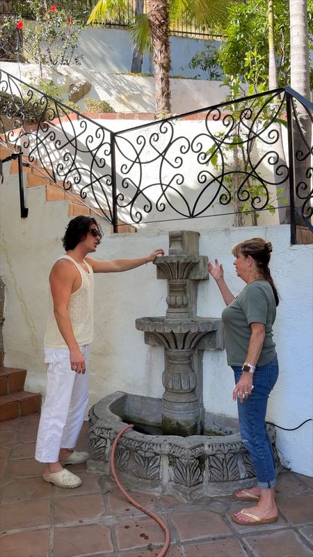 I caught my husband and mother-in-law bossing each other around while cleaning out our fountain and my heart just melted 🥹