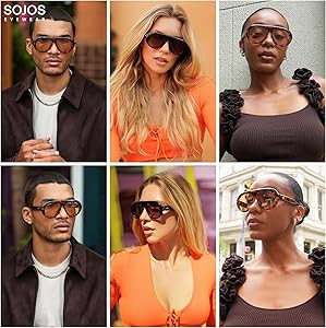 SOJOS Trendy Oversized Polarized Aviator Sunglasses Womens Men Retro Vintage 70s Style UV Protect... | Amazon (US)