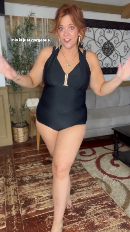Resort wear, one piece full coverage swimsuit, spring break, vacation swimwear, plus size swim- suit size 14/16 and cover up size 12- use code Nicoles15 at checkout 

#LTKover40 #LTKswim #LTKplussize