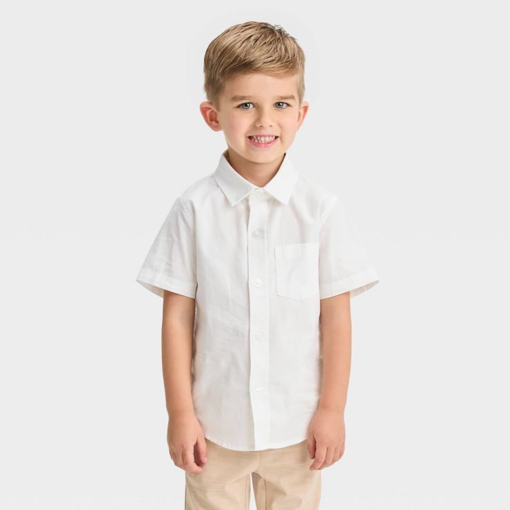 Toddler Boys' Short Sleeve Poplin Shirt - Cat & Jack™ White | Target